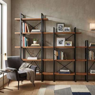 71.06'' H x 106.3'' W Steel Etagere Bookcase