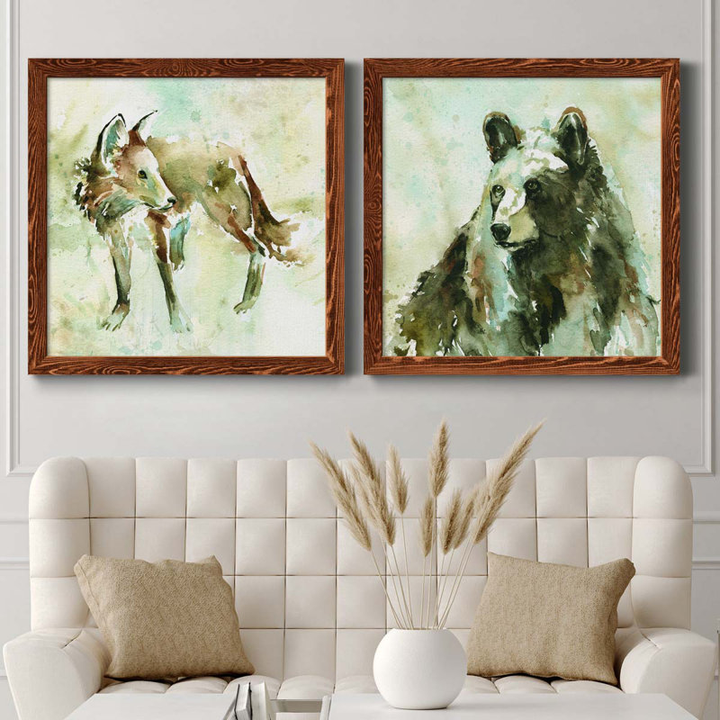 On Second Thought - Ensemble de 2 peintures sur toiles, H 35,5 po x l 71 po x P 1,5 po, Toile avec cadre érable
