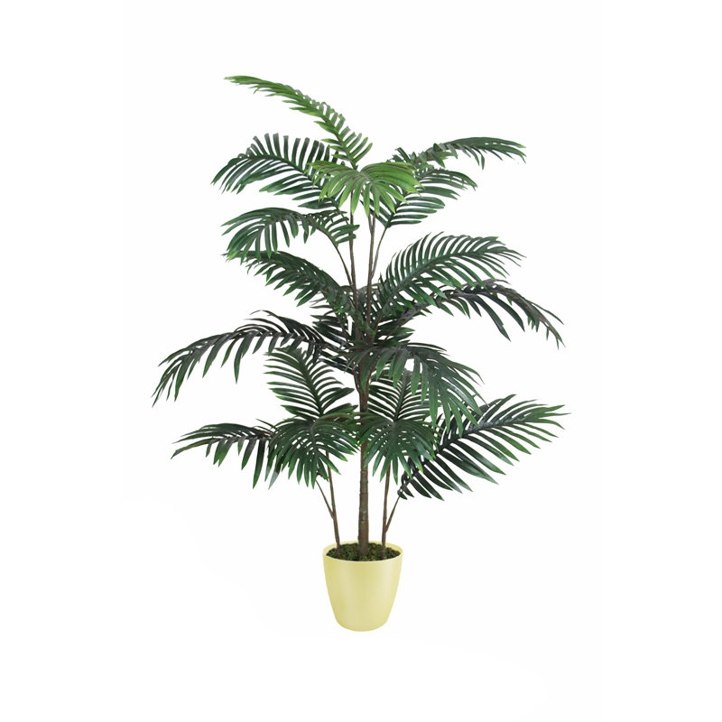 Faux Palm Plant in Planter, 120cm H x 75cm W x 20cm D, Yellow