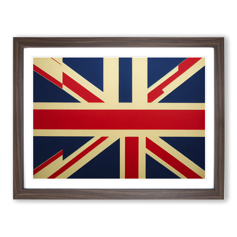 XH1022-6210X Modern Union Jack Flag Vol.2 - Single Picture Frame Print, 46cm H x 64cm W x 2cm D, Walnut Framed