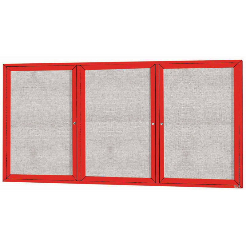 Tableau d'affichage mural extérieur pour l'extérieur, Rouge, Trois, H 36 po x l 72 po