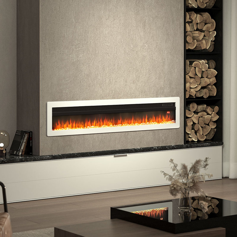 Wyndham Electric Inset Fire, White, 32.7cm H x 152.4cm W x 14.6cm D