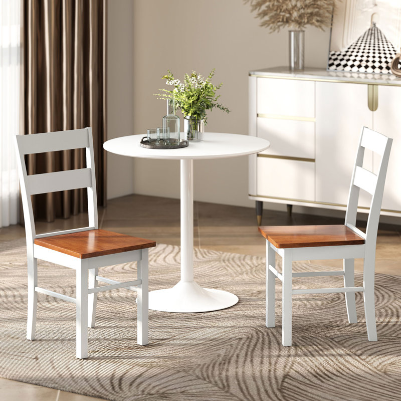 Dining Chairs, Set of 2 Farmhouse Kitchen & Dining Room Chairs with Open Back, Rubber Wood Seating for Living Room and Dining Room, Light Gray