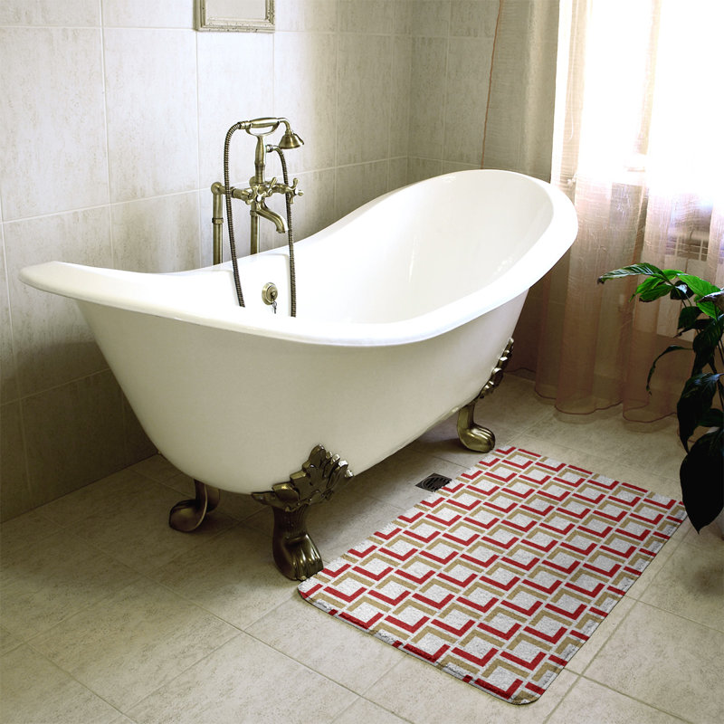 Tapis pour salle de bain Baltimore, l 17 po x L 24 po, White/Red/Gold