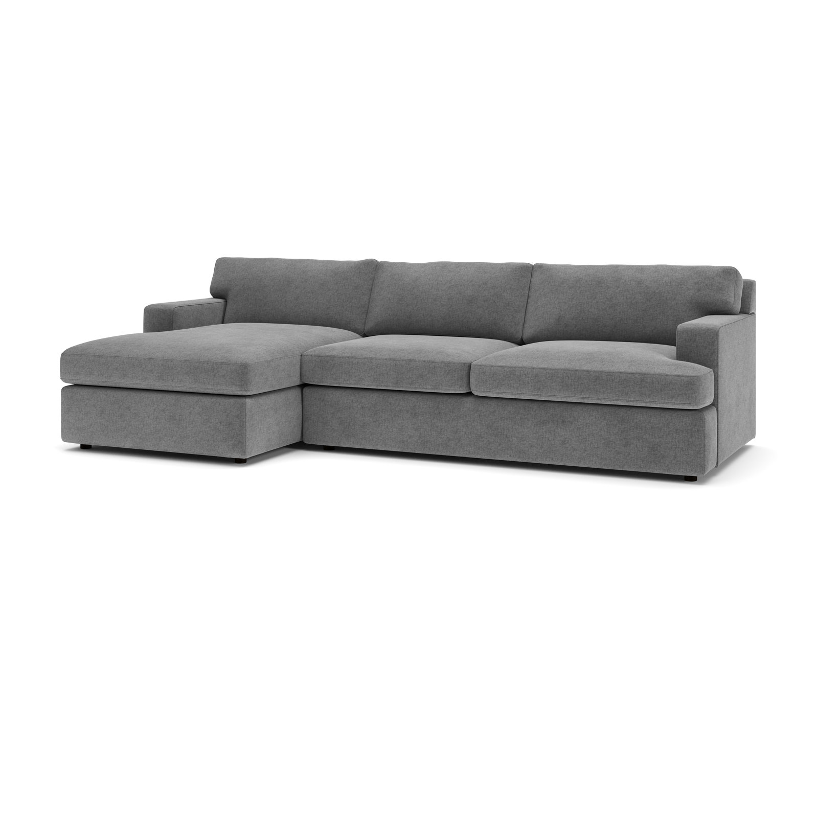 Cleo Chaise Sectional, Zuma Charcoal Textured Linen, Left Hand Facing