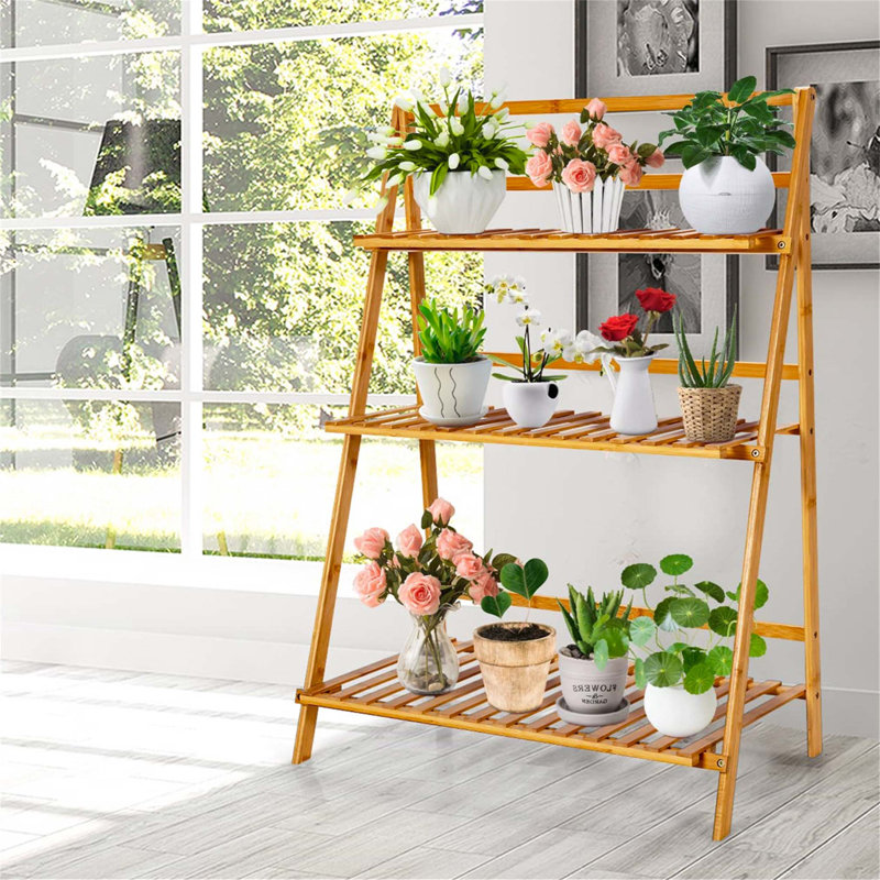 Solid Wood Plant Stand 3 Tier, Beige