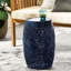 Table d'appoint bleu foncé de 12 pouces, structure stable en métal, sans assemblage, convient aux tables de jardin bleu marine, forme unique, superbe cour arrière