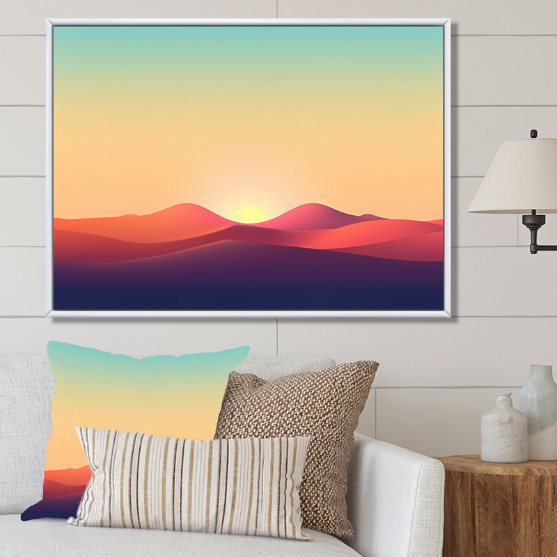 Minimalist Sunset II, reproduction d'art sur toile, H 12 po x l 20 po x P 1 po, Cadre flottant blanc