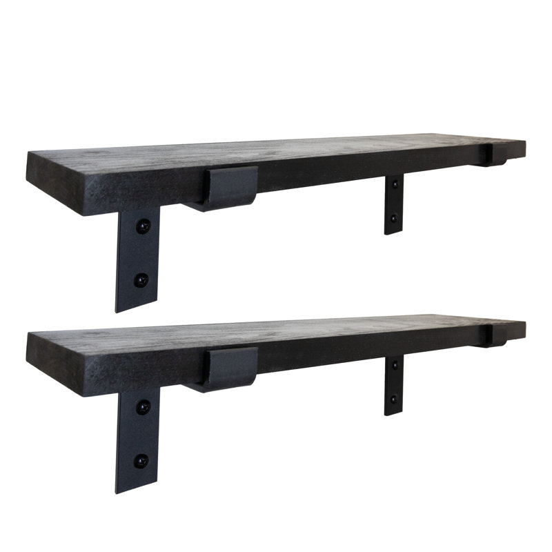 Emerald Lee 2 Piece Poplar Solid Wood Bracket Shelf, 1" H x 12" W x 6" D