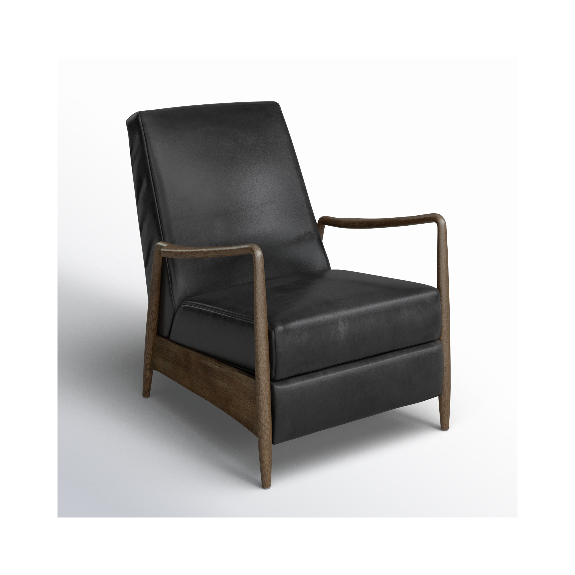 Arista Genuine Leather Recliner, Dakota Black Genuine Leather