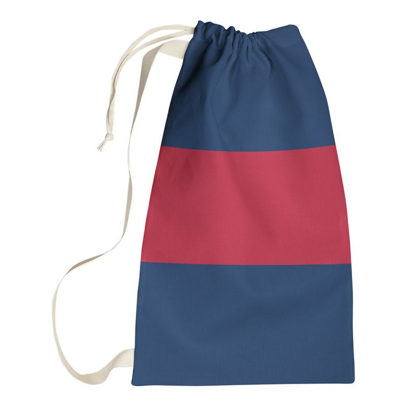 Fabric Laundry Bag with Handles, 36" H x 28" W x 1.5" D, Persian Blue/Candy Red/Persian Blue