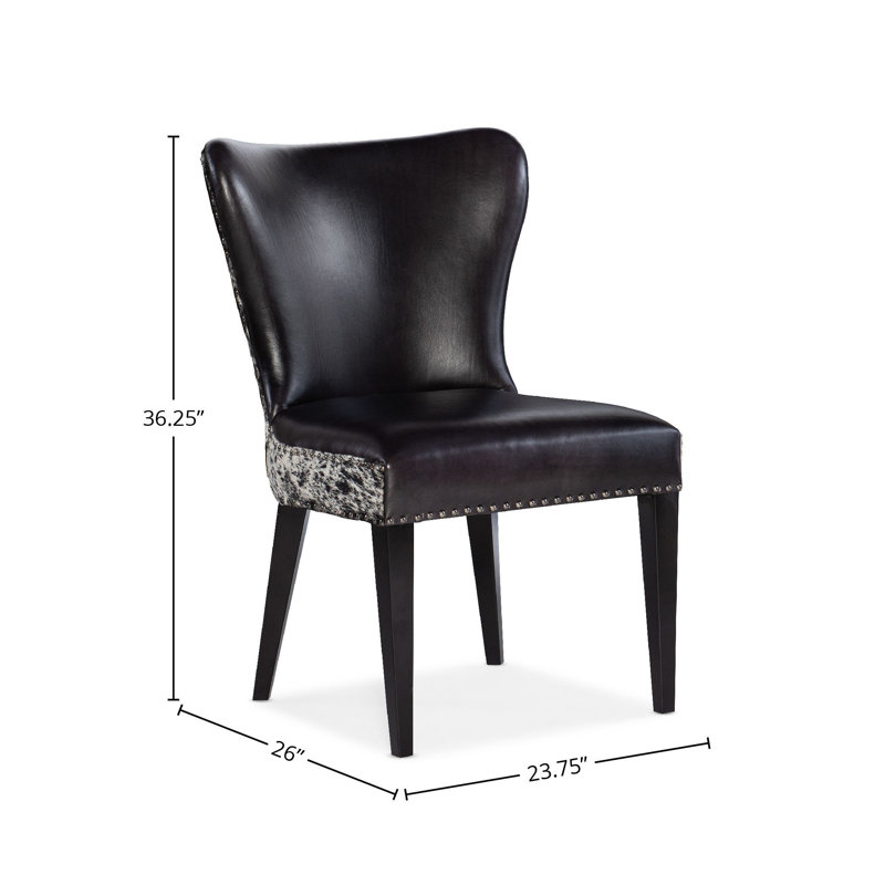 Kano 23.75'' Wide Genuine Leather Side Chair, Black Genuine Leather