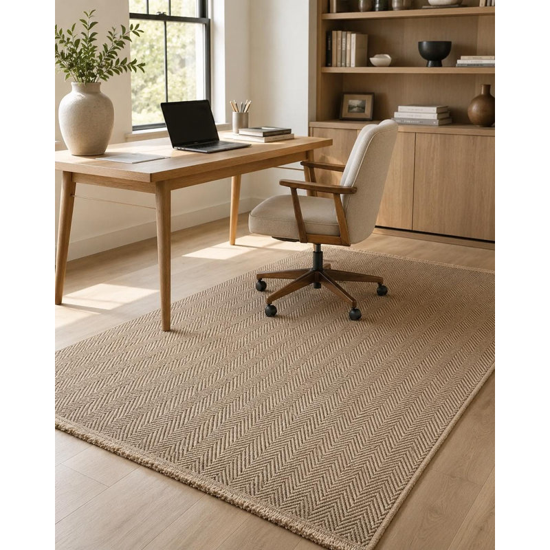 Tapis texturé brun tissé à plat en polypropylène tissé à la machine, Medium — 5'3" x 7'7"