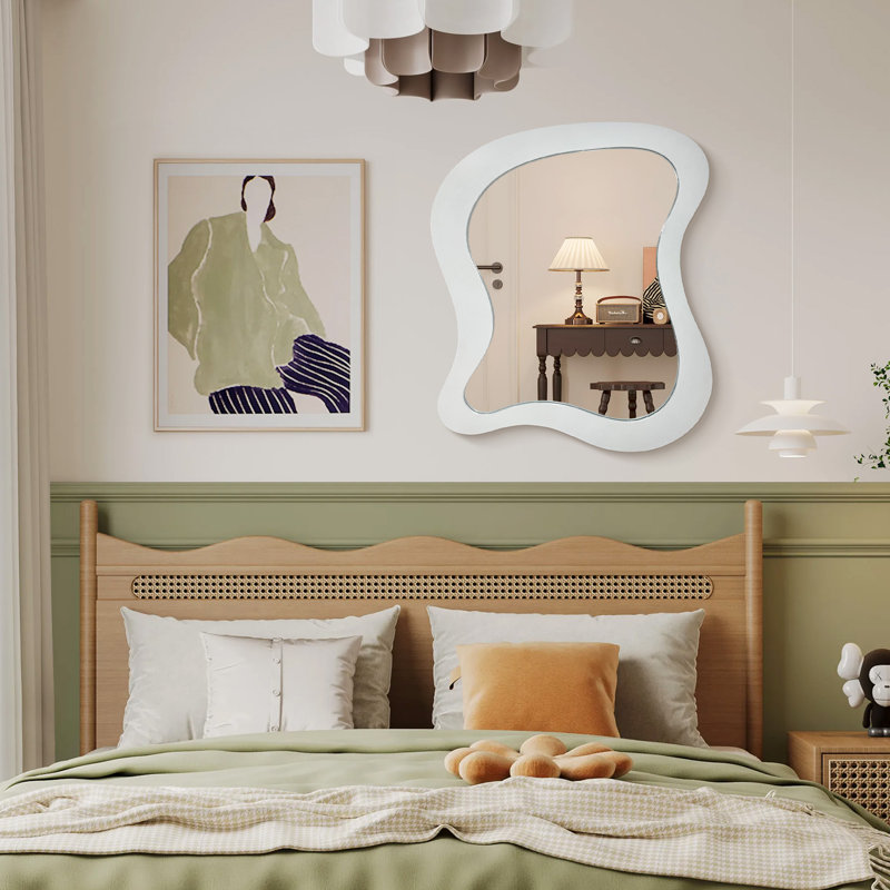Asymmetrical Mirror, 90 cm H x 76 cm W, White