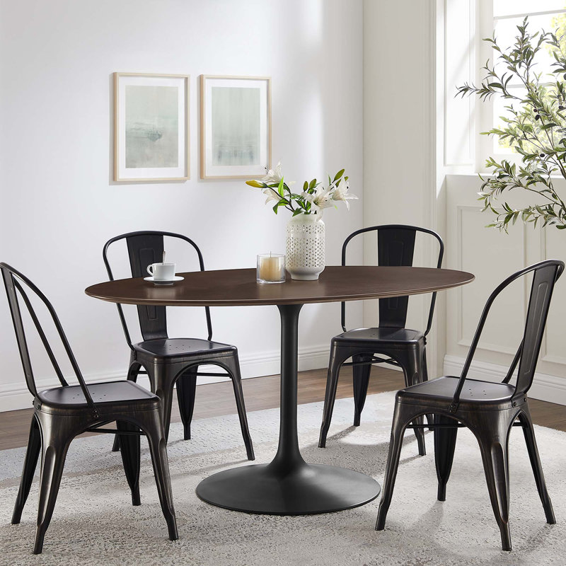 Table de salle à manger Silver Orchid Fein, H 29,5 po x L 35,5 po L 60 po, Cerisier, Noir