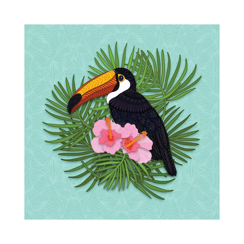 «Toucan Summer» par Angelika Parker, impression, Aucun mat, Toile tendue, H 48 po x l 48 po x 1,5 po