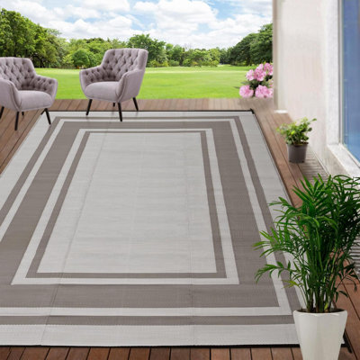 Outdoor Rug  Waterproof For Patio Clearance, Plastic Straw Mat For Camping,Porch,RV,Reversible, Light Coffee