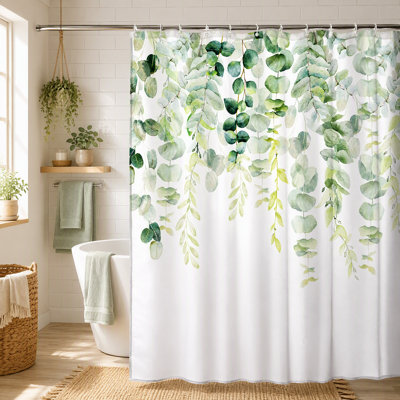 Floral Shower Curtain with Hooks Included