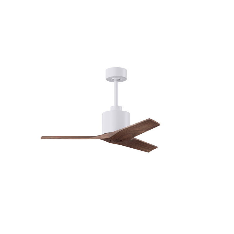 Ventilateur de plafond standard à 3 pales Ertugrul, Blanc mat, 42", Noyer