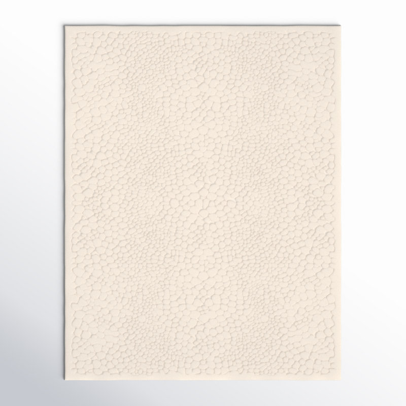 Rectangle Abstract Machine Woven Polyester/Chenille Area Rug in Cream, Rectangle 9'2" x 11'9"