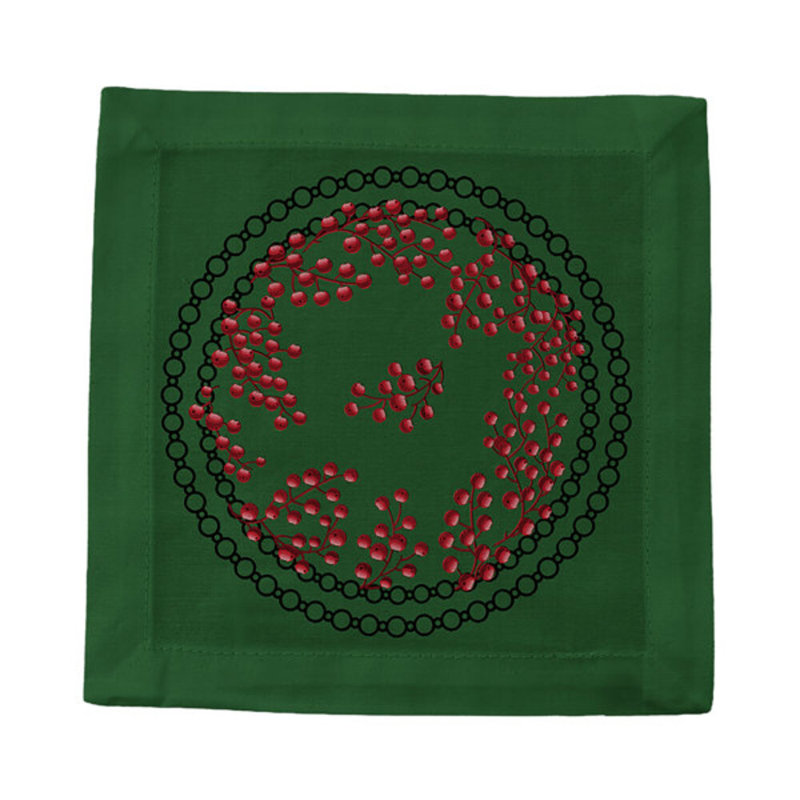 Square Napkins, Red Green