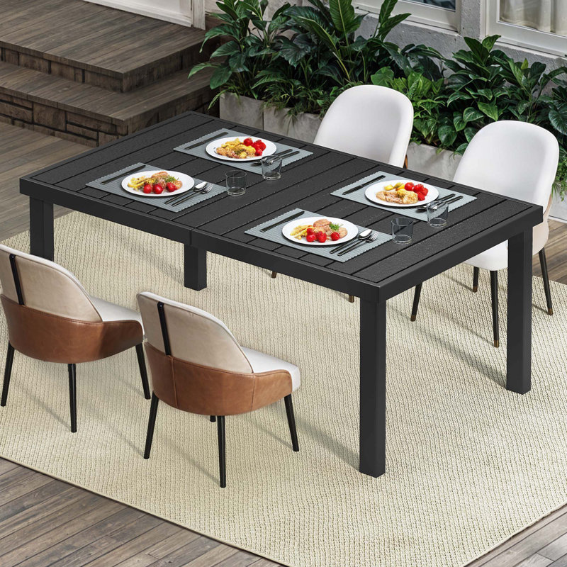 Hindertje Garden Table, 140 x 90 cm, Patio Table with WPC Wooden Table Top and Aluminium Frame