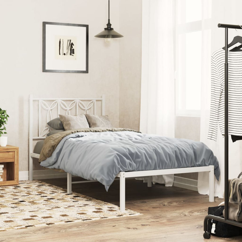 Gonzales Metal Bed, European Single (90 x 200cm), White