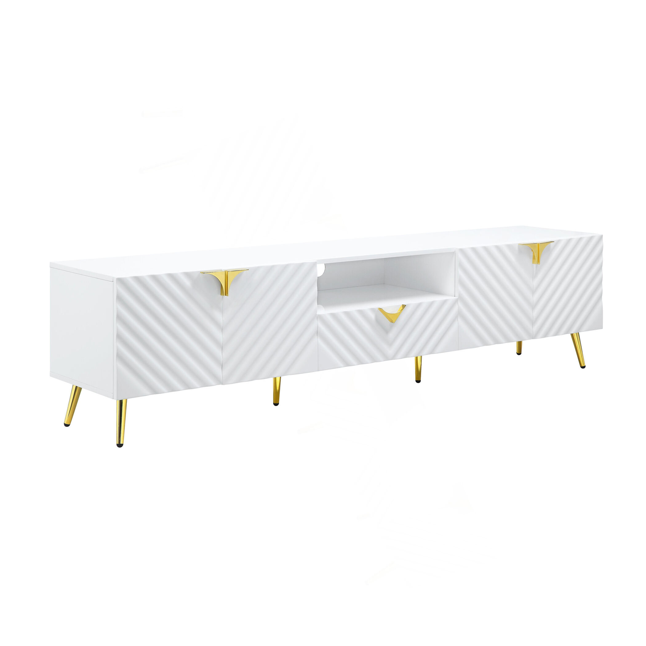 One Allium Way Gaines White High Gloss Finish TV Stand - Wayfair Canada