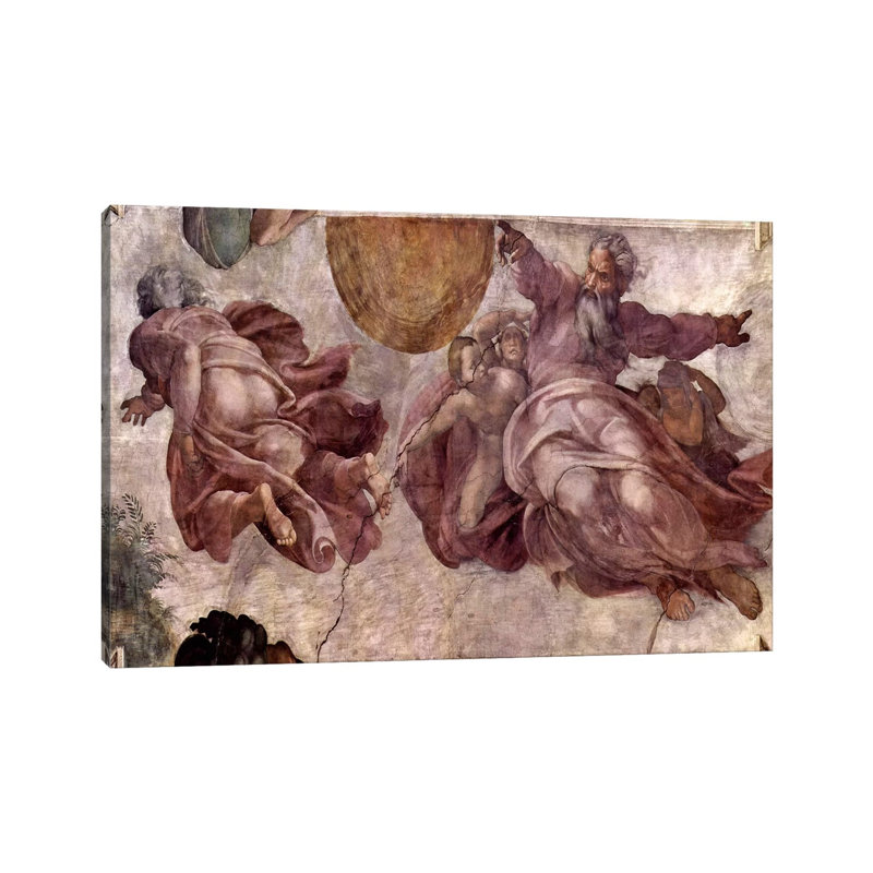The Creation Of The Sun, Moon And Vegetation by Michelangelo - Wrapped Canvas Painting, 101.6 cm H x 66.04 cm W x 1.91 cm D