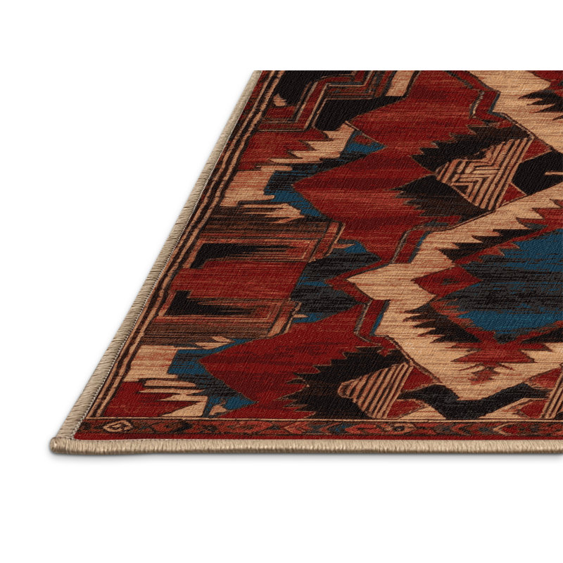 Tapis art déco brun lavable à la machine, Carré 8 pi