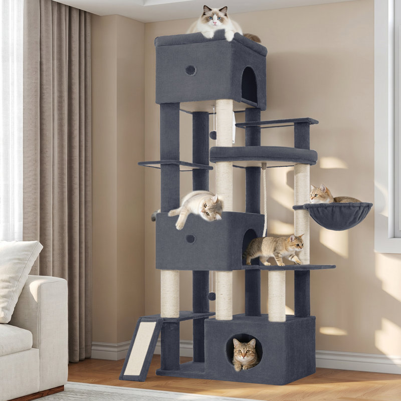 200 cm H Cat Tree / Condo, Dark Grey