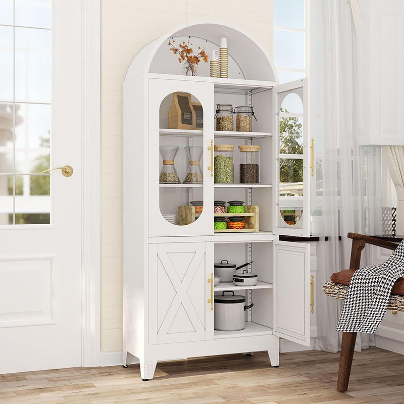 Armoire de rangement de 72 po en métal avec 3 arêtes réglables, Blanc