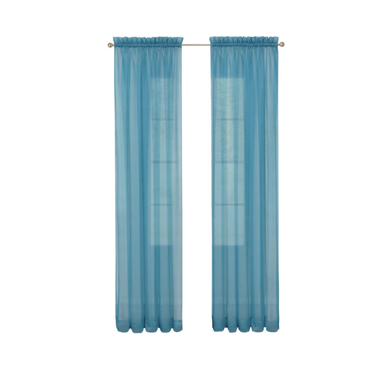 Kober Sheer Curtain Panel Pair, Turquoise, 59"W x 95"L