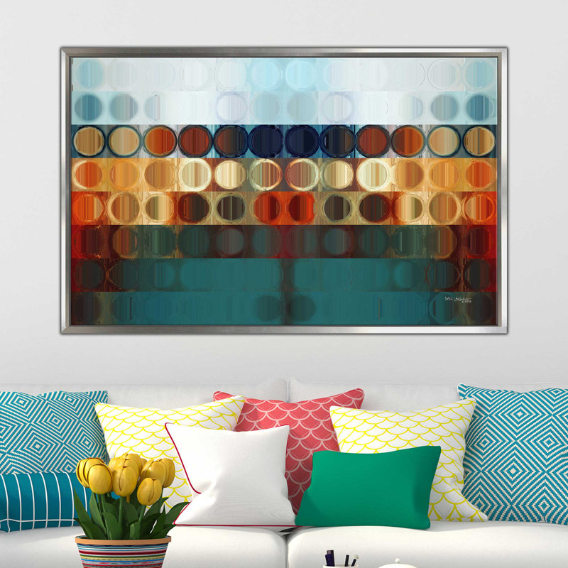 «Circles Squares # 31» par Mark Lawrence, reproduction d'art graphique sur toile, H 39,5 po x l 63,5 po x P 2 po