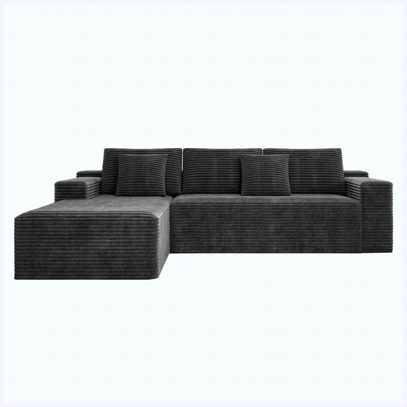 104.3" x 68.9" Modular Sectional Sofa Seat, 2PC Free Combination Grey Plush Corduroy Compressed Couch for Living Room, Bedroom, Apartment, No Assembly Required