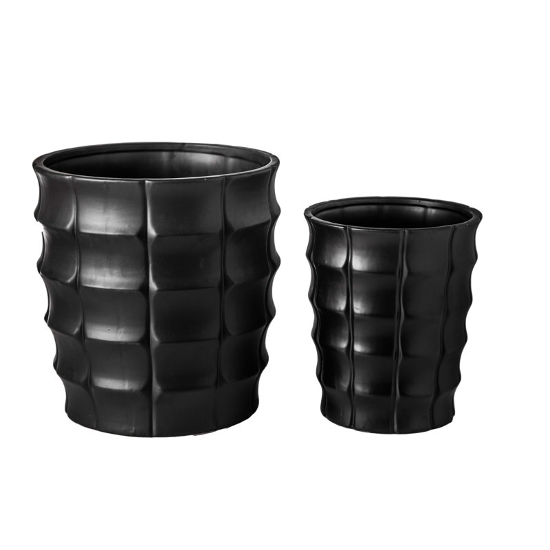 Ceramic Round Pot Matte Finish Black-10.00"H