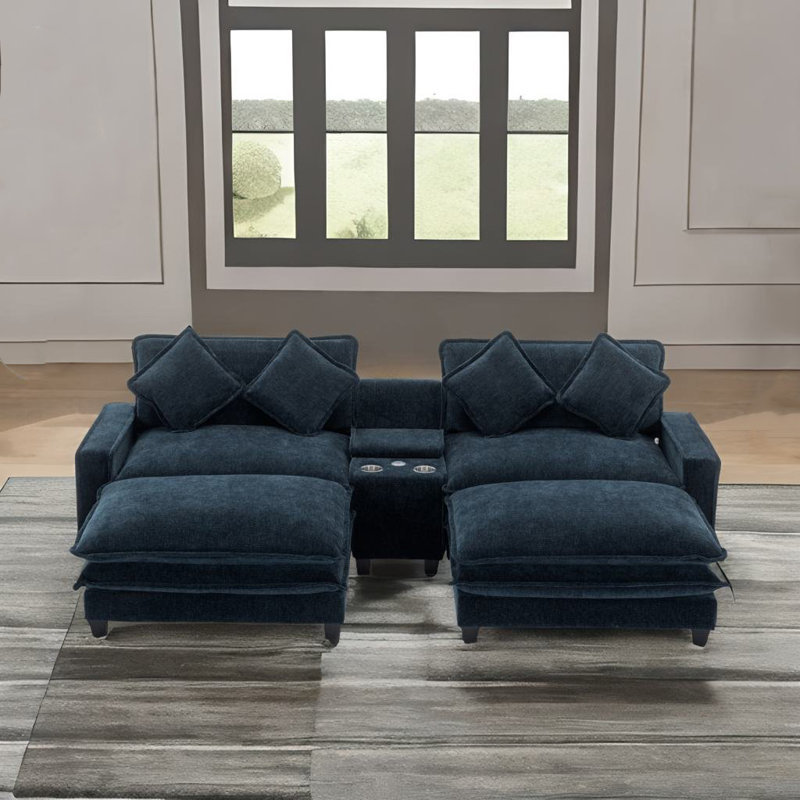 Canapé modulaire Kylend, Polyester bleu