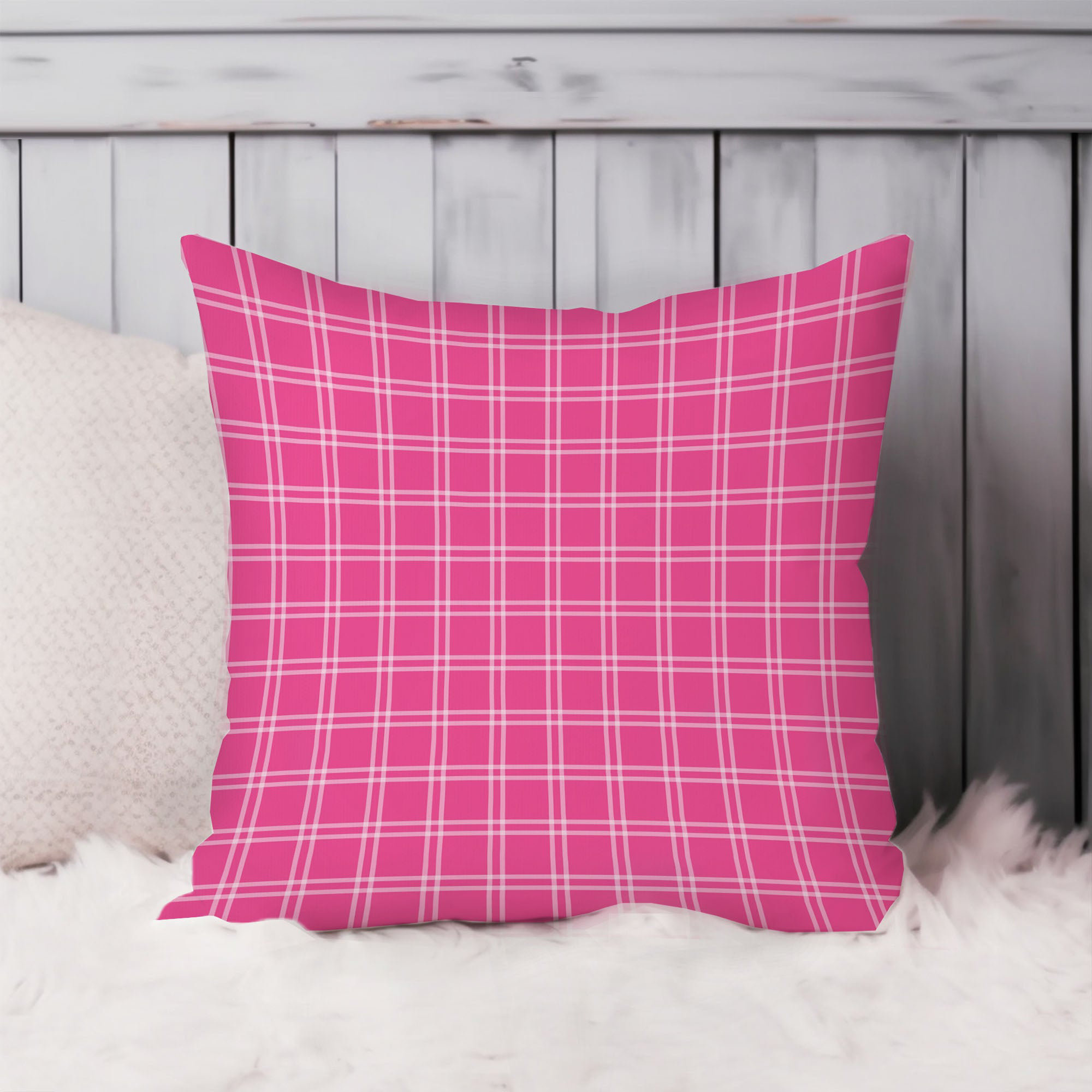 Ethan Taylor Abstract Hot Pink Plaid Pattern Modern | Wayfair