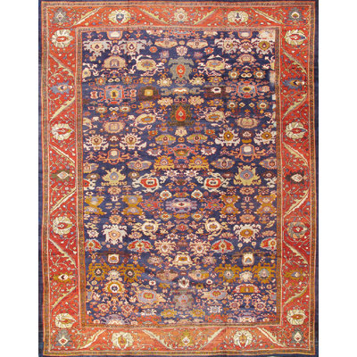 Antique One-of-a-Kind 13'9" X 17'8" 1910s Wool Area Rug in