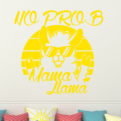 Décalcomanie murale "no prob maman llama"