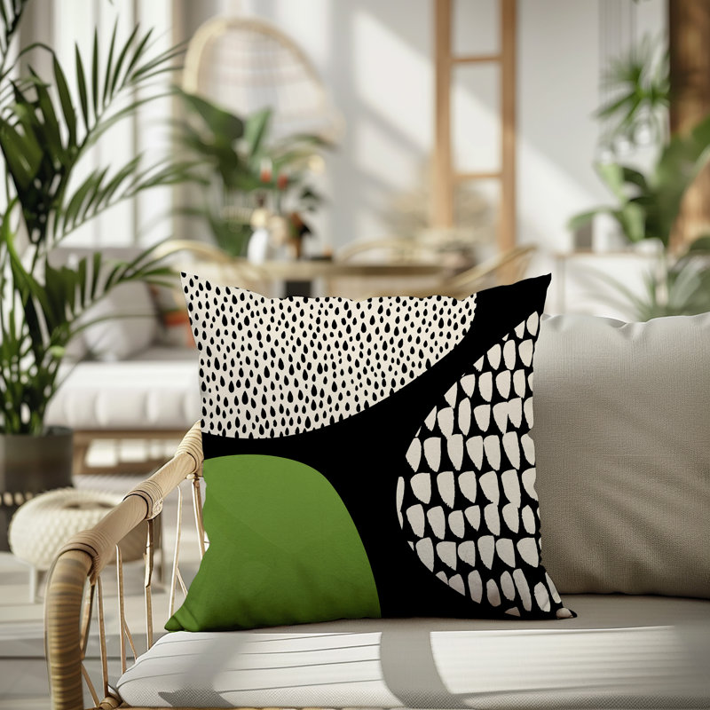 Coussin carré intérieur / extérieur pia, H 15 po x l 15 po, Chartreuse/Black/Off-White