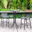 Ensemble bistro d'extérieur élégant pour 2 personnes, comprenant une table de bar ronde et 2 chaises de bar, au design confortable et à la construction robuste.-210499512