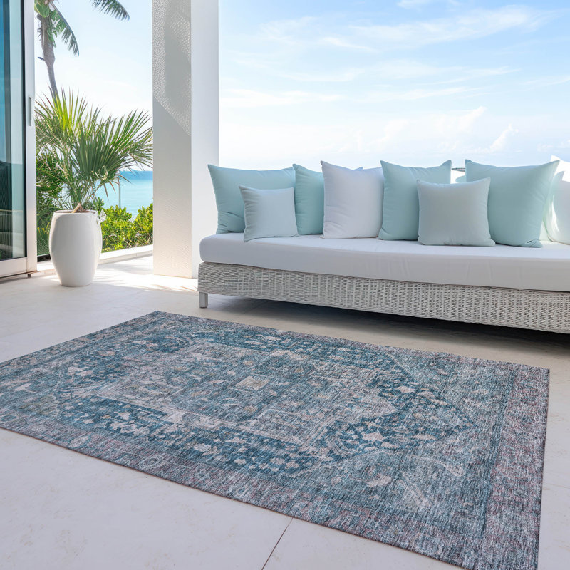 Tapis d'intérieur / extérieur bleu Clarina , 9 pi x 12 pi