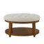 Grande table basse ronde avec repose-pieds rembourré en lin et grand repose-pieds avec rangement en bois-874731838-873241769