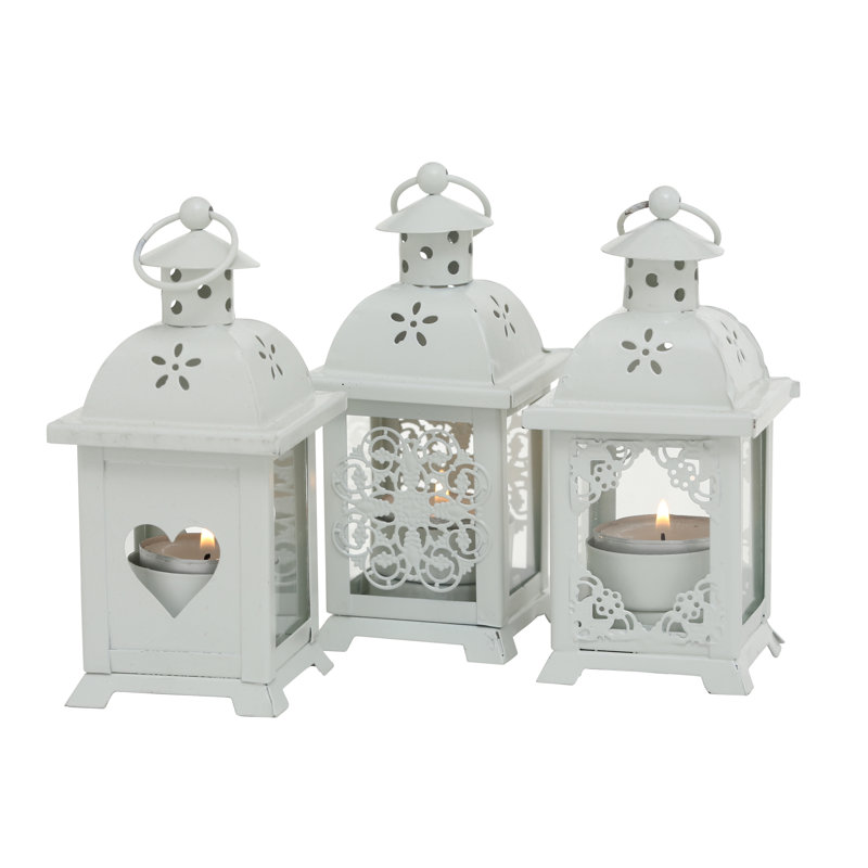 Ensemble de lanternes en métal 3 pièces romantiques