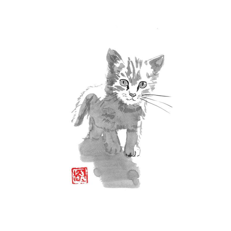 Little Cat by Péchane - Painting on Canvas, Wrapped Canvas, 101.6 cm H x 66.04 cm W x 1.91 cm D