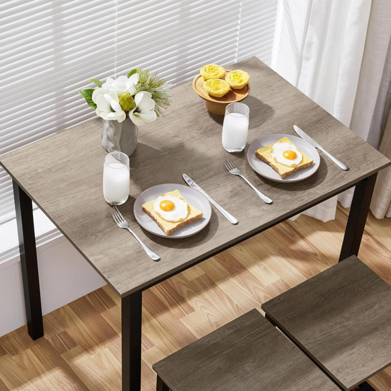 Ensemble de table de salle à manger 3 pièces - Ensembles de table de cuisine et de chaises pour 2 - Table compacte avec 2 tabourets et conception compacte pour la cuisine du salon