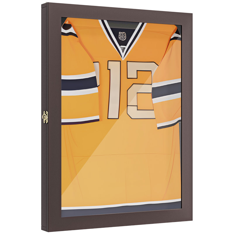 Brown Acrylic Lockable Wall Mounted Jersey Display Case