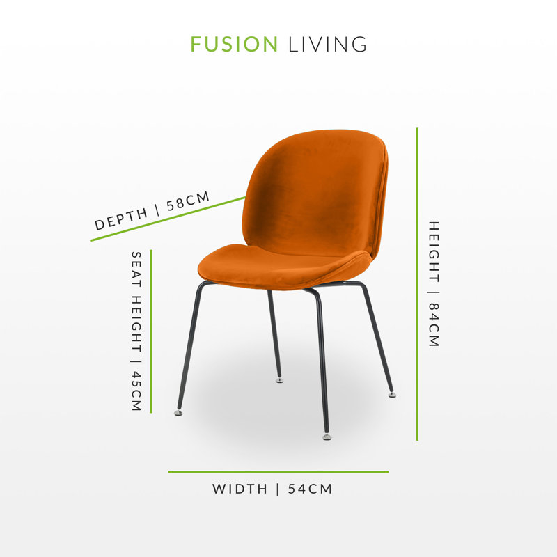 Anitra 45cm H Velvet Upholstered Metal Upholstered Back Side Chair, Orange
