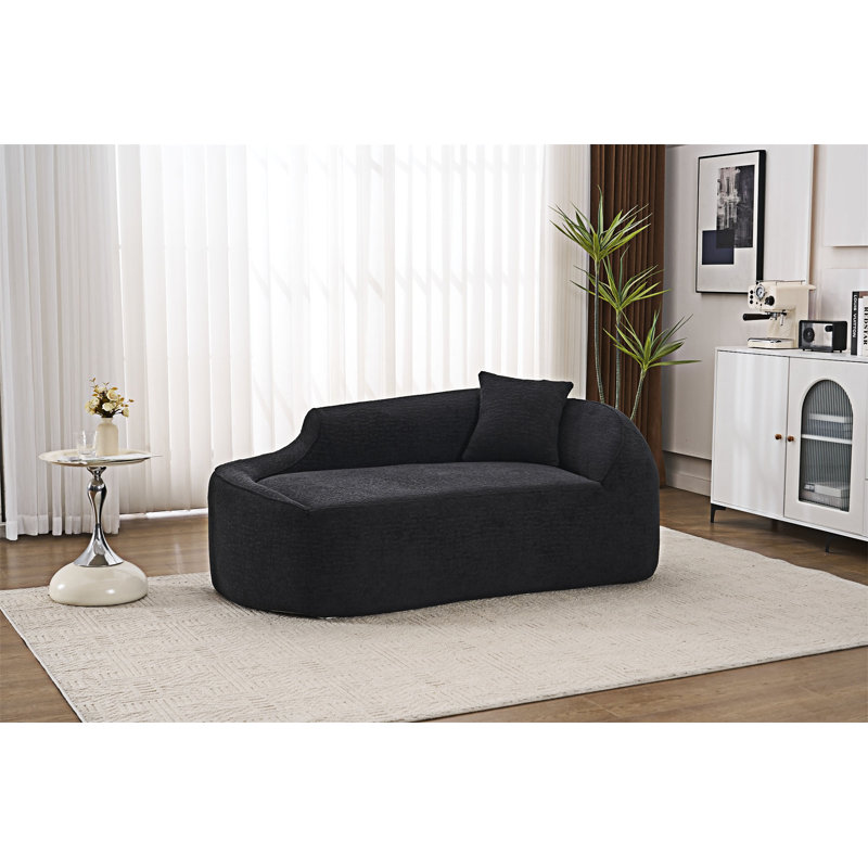 Chaise longue courbée avec coussin, Noir